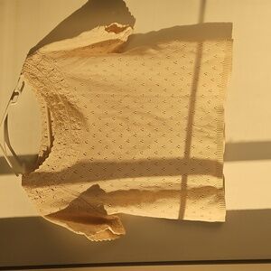 La Maille Sezane Delicate Crochet and Knit Top Beige Cream